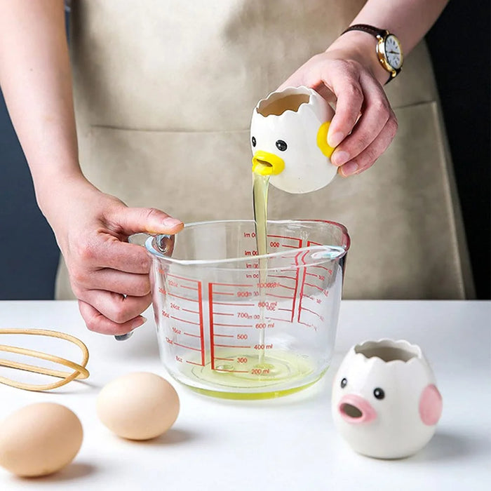Cartoon Egg White and Yolk Separator Ceramic Egg Divider Filter Kitchen Tool (No FDA, BPA-Free) - Yellow - 6
