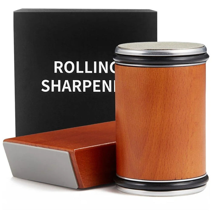Beech+Metal Rolling Knife Sharpener Sharpening Tool for Knives and Scissors - Brown - 1