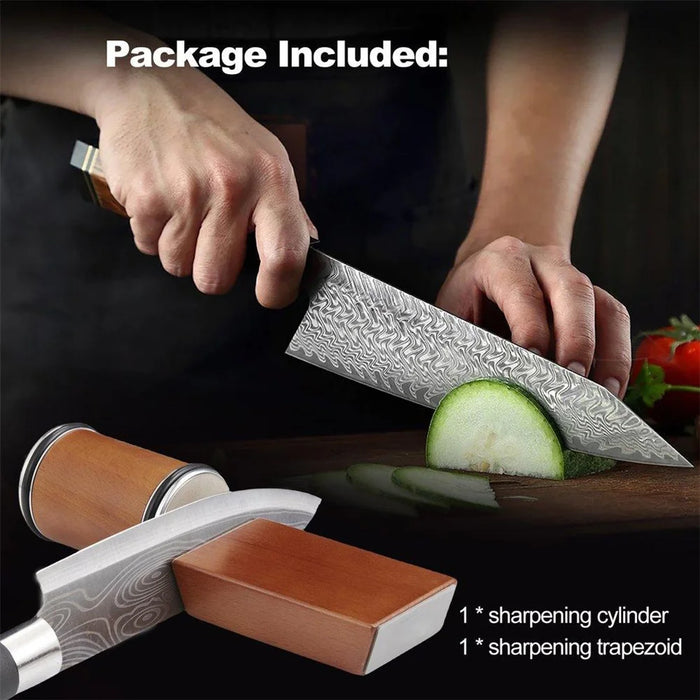 Beech+Metal Rolling Knife Sharpener Sharpening Tool for Knives and Scissors - Brown - 7