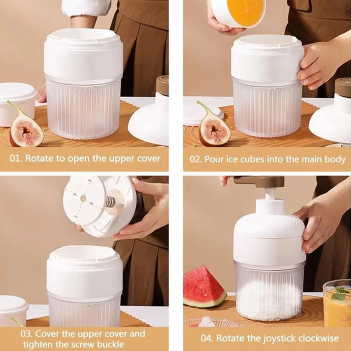 Shaved Ice Machine Plastic Portable Ice Crusher Ice Shaver with 2pcs Ice Cube Trays - 7