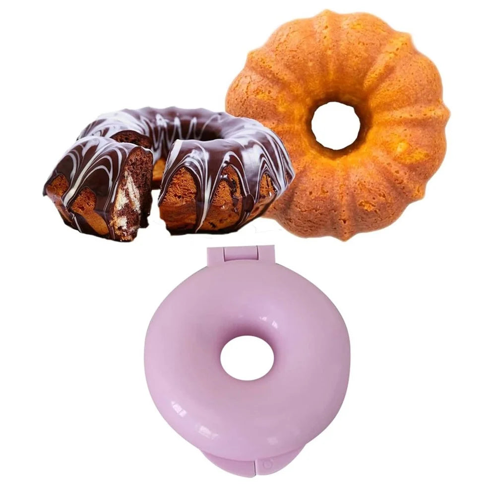 DIY Donut Mold for Baking Doughnut Cake Mould Baking Tool (No FDA, BPA-Free) - Pink - 2