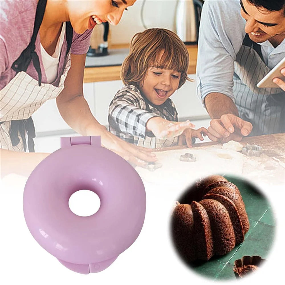 DIY Donut Mold for Baking Doughnut Cake Mould Baking Tool (No FDA, BPA-Free) - Pink - 4