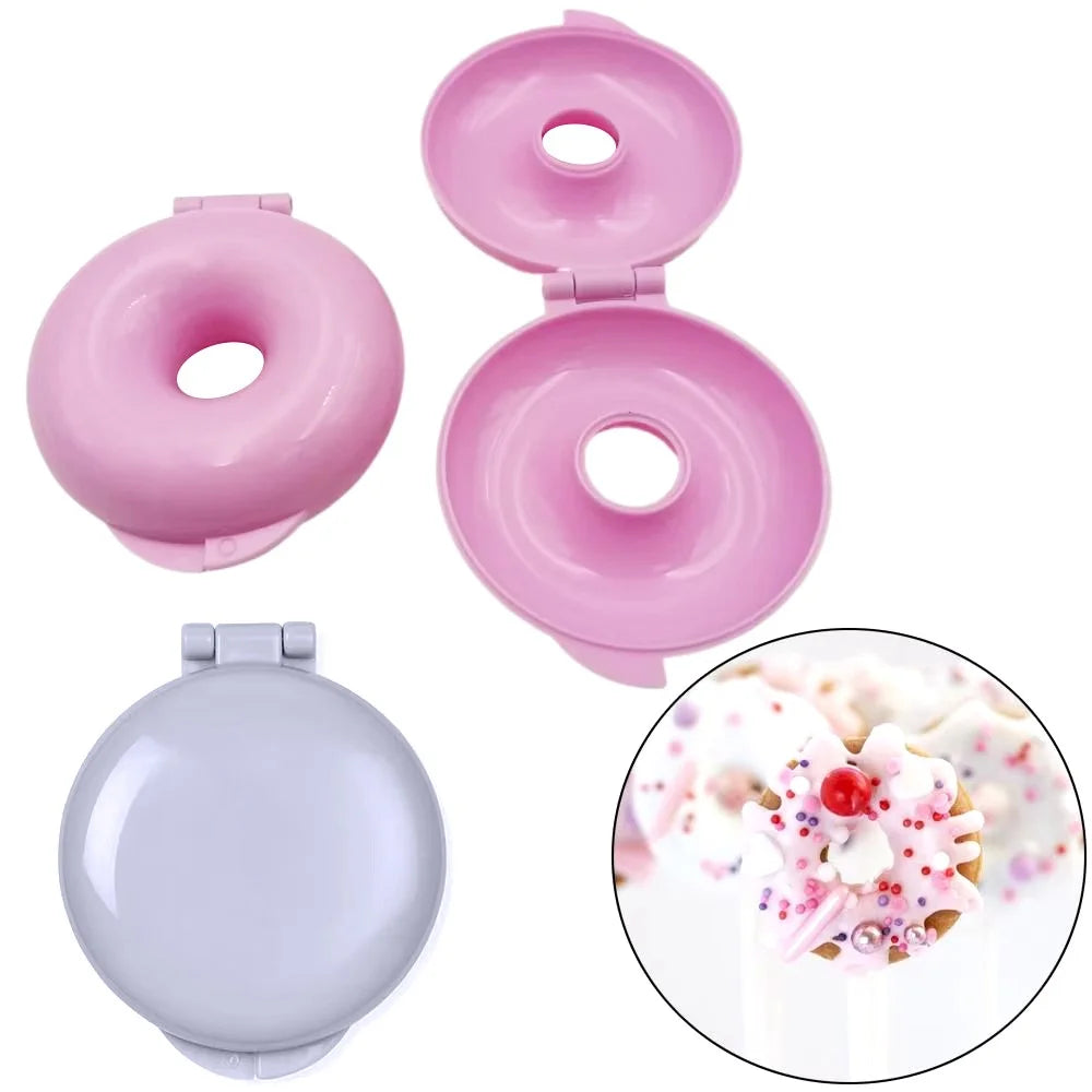 DIY Baking Tool Set with Donut, Cookie Mold for Baking Doughnut Cake Mould (No FDA, BPA-Free) - Pink - 6
