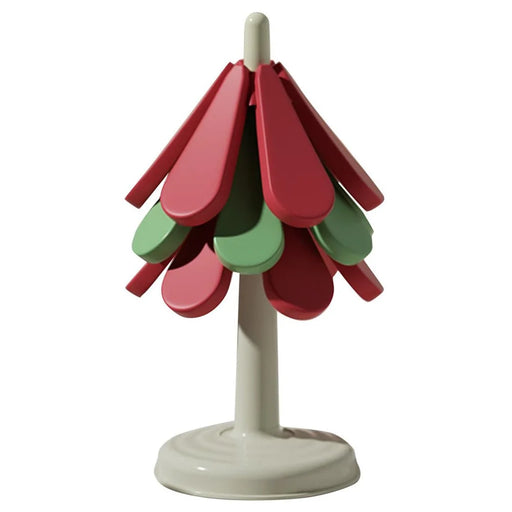 Christmas Tree Coaster Set 3pcs Heat-Resistant ABS+Silicone Cup Bowl Pot Mat for Home Kitchen - Round Base - 1