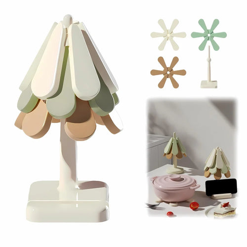 3Pcs Christmas Tree Shaped ABS Silicone Coaster Heat-Resistant Coasters for Hot Pots & Pans - Square Base - 1