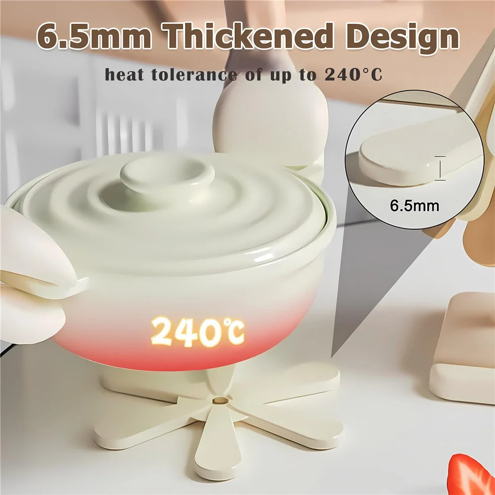 3Pcs Christmas Tree Shaped ABS Silicone Coaster Heat-Resistant Coasters for Hot Pots & Pans - Square Base - 3