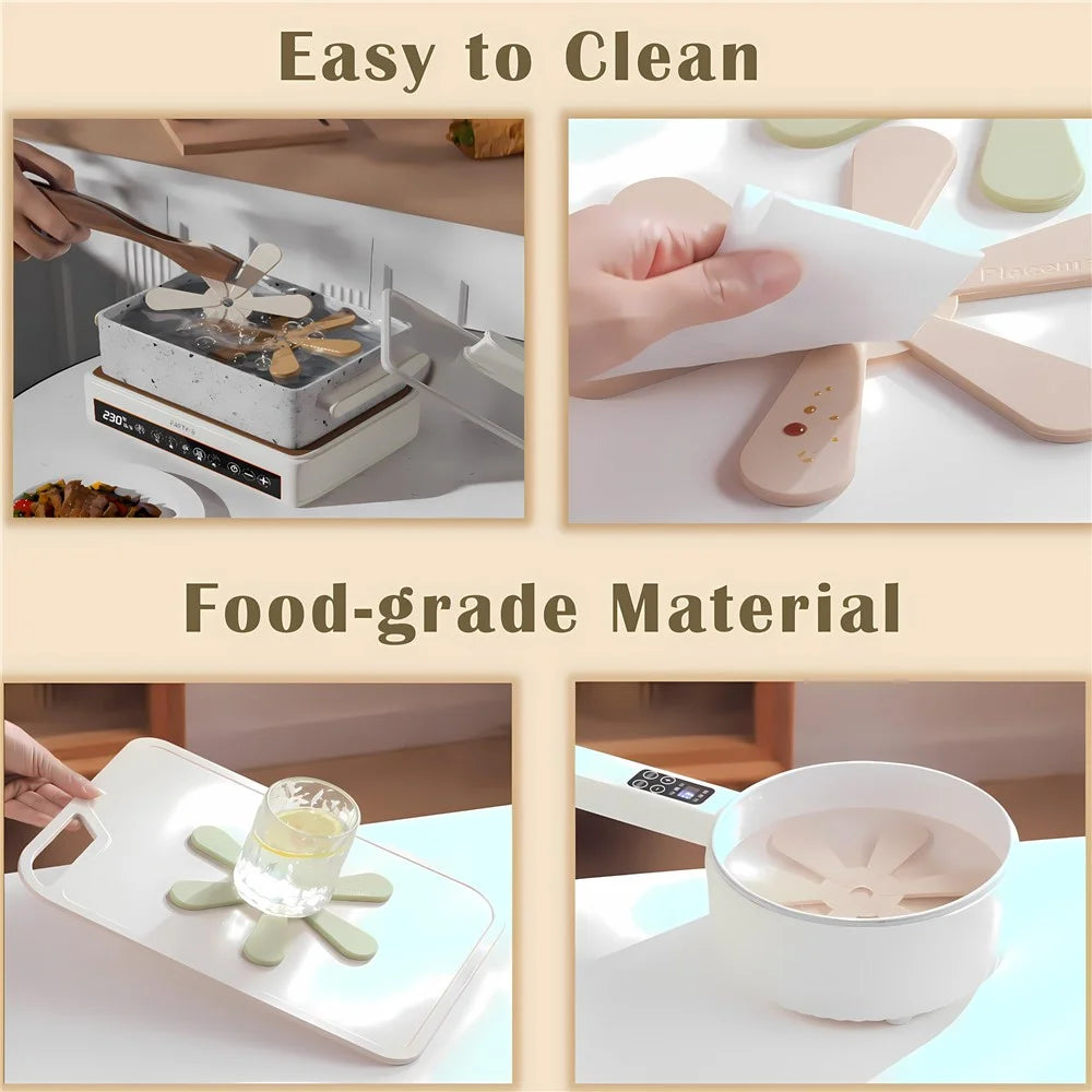 3Pcs Christmas Tree Shaped ABS Silicone Coaster Heat-Resistant Coasters for Hot Pots & Pans - Square Base - 4
