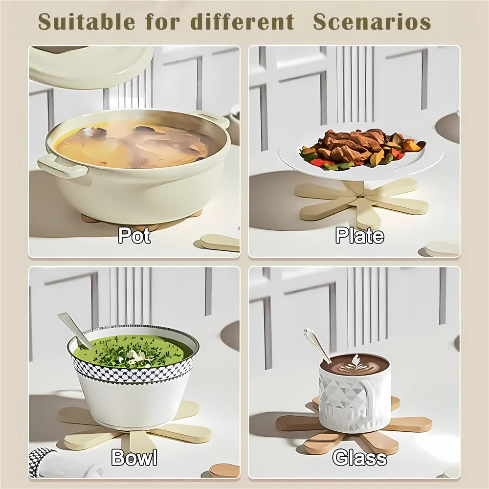 3Pcs Christmas Tree Shaped ABS Silicone Coaster Heat-Resistant Coasters for Hot Pots & Pans - Square Base - 5