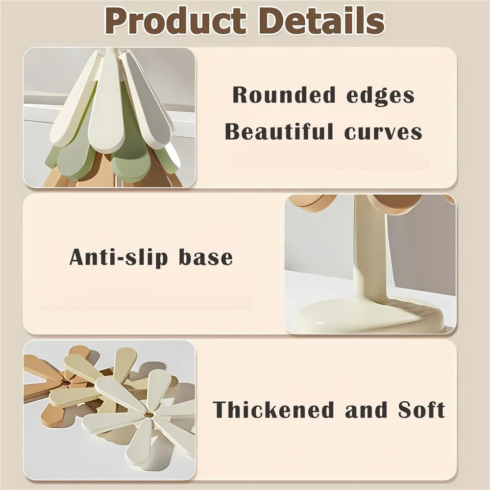 3Pcs Christmas Tree Shaped ABS Silicone Coaster Heat-Resistant Coasters for Hot Pots & Pans - Square Base - 6