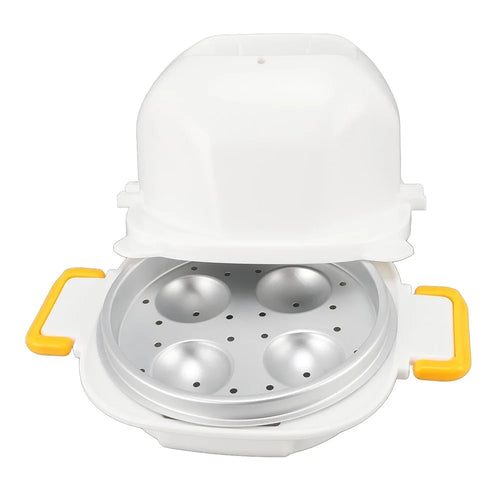 Microwave Oven Egg Steamer 4 Grids Egg Cooker Egg Boiler with Egg Cutter Tool for Home Breakfast - 1