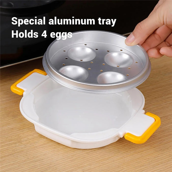 Microwave Oven Egg Steamer 4 Grids Egg Cooker Egg Boiler with Egg Cutter Tool for Home Breakfast - 6