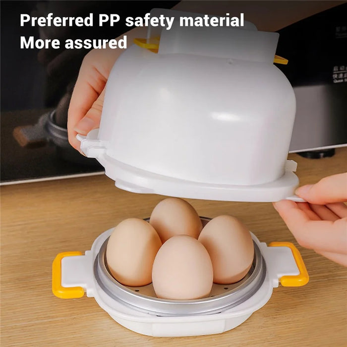 Microwave Oven Egg Steamer 4 Grids Egg Cooker Egg Boiler with Egg Cutter Tool for Home Breakfast - 7
