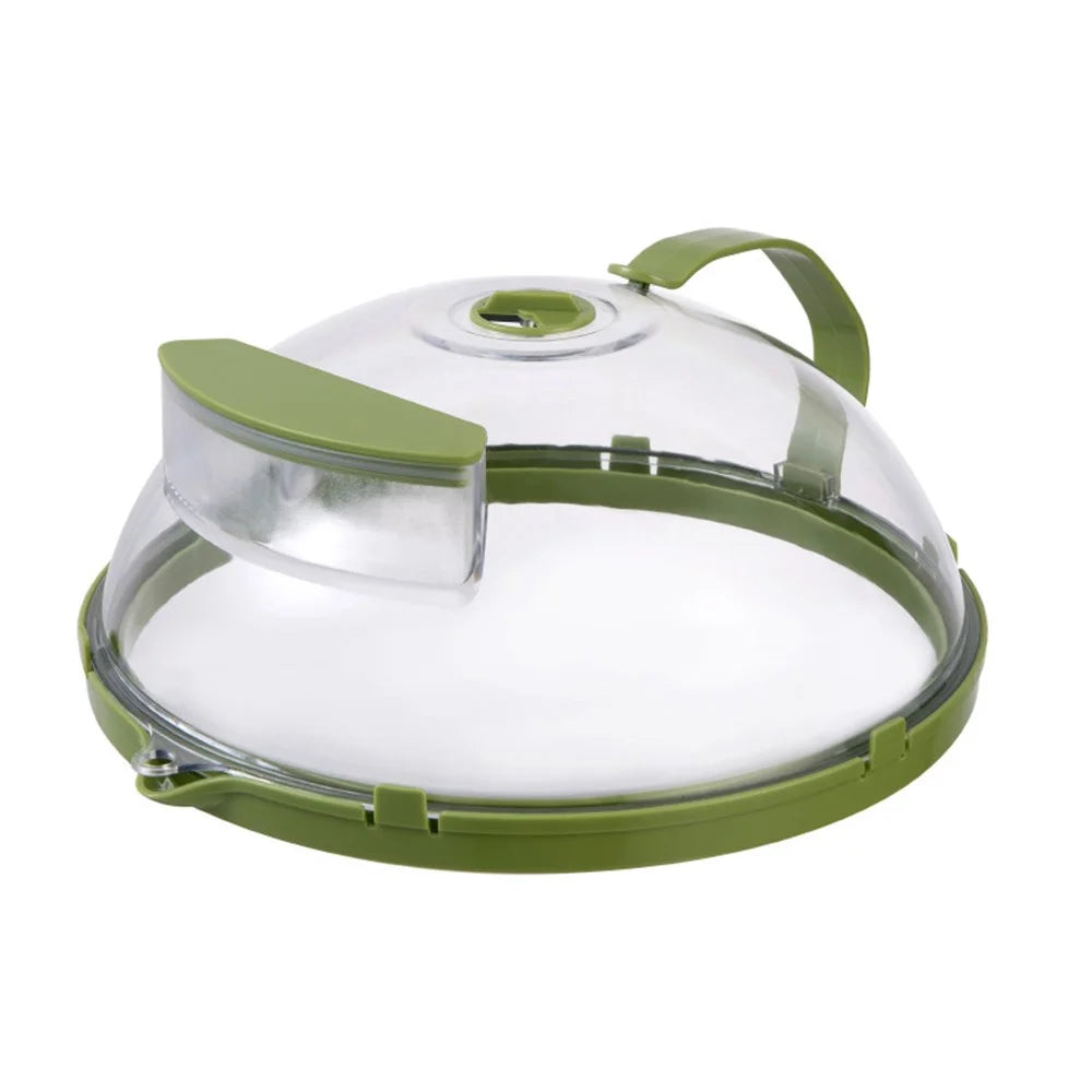 Microwave Splatter Cover with Water Steamer Handle Plastic Dish Bowl Plate Serving Lid - 1