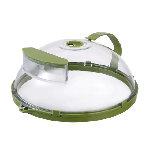 Microwave Splatter Cover with Water Steamer Handle Plastic Dish Bowl Plate Serving Lid - 1