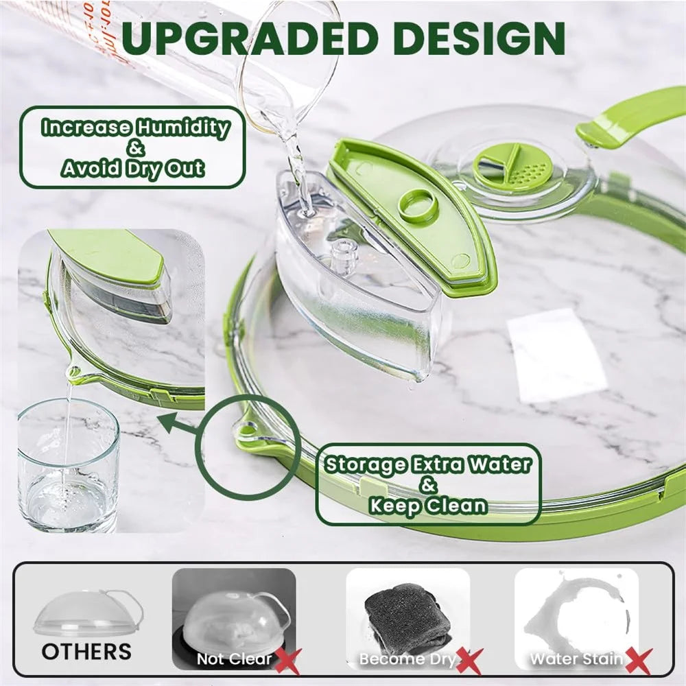 Microwave Splatter Cover with Water Steamer Handle Plastic Dish Bowl Plate Serving Lid - 4