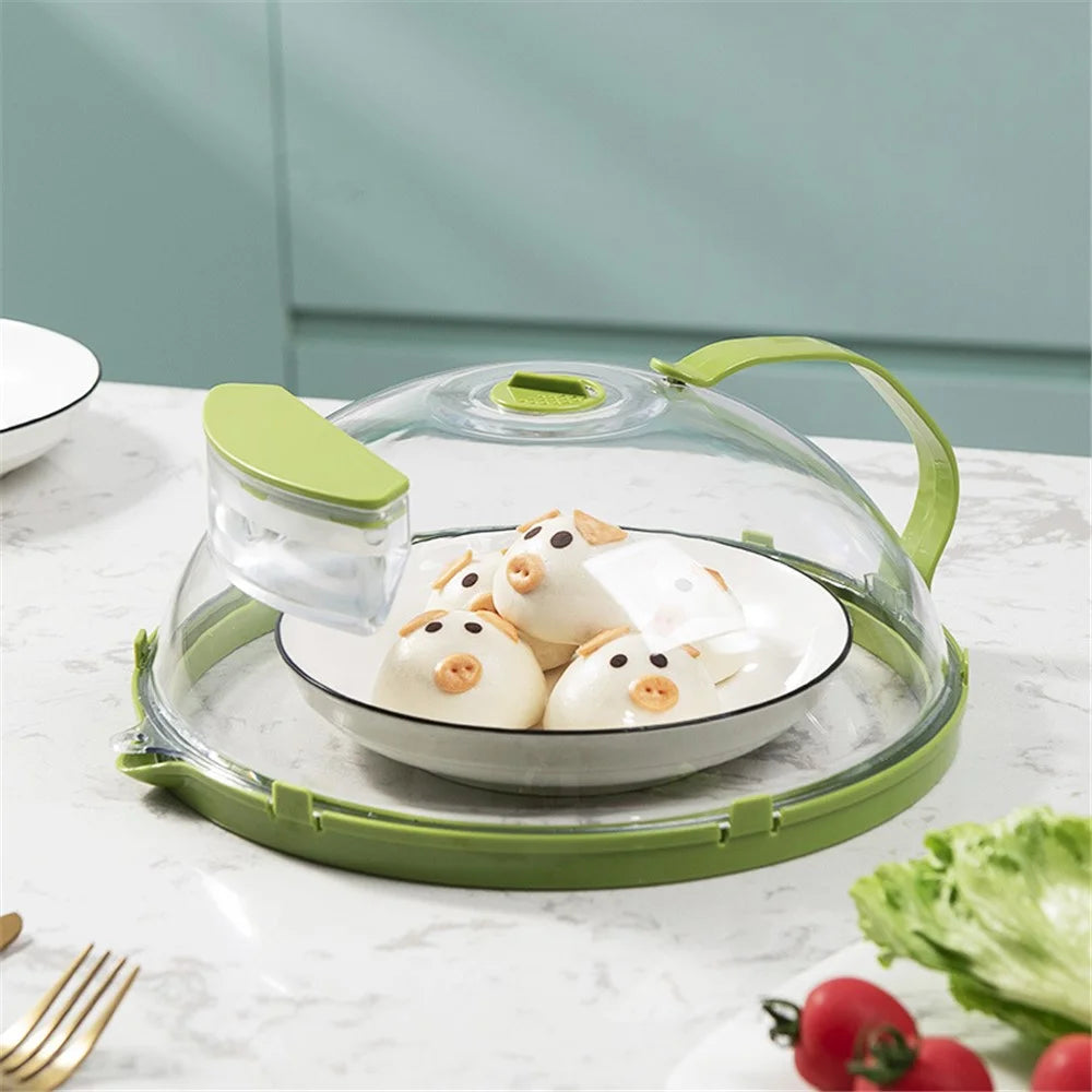Microwave Splatter Cover with Water Steamer Handle Plastic Dish Bowl Plate Serving Lid - 6