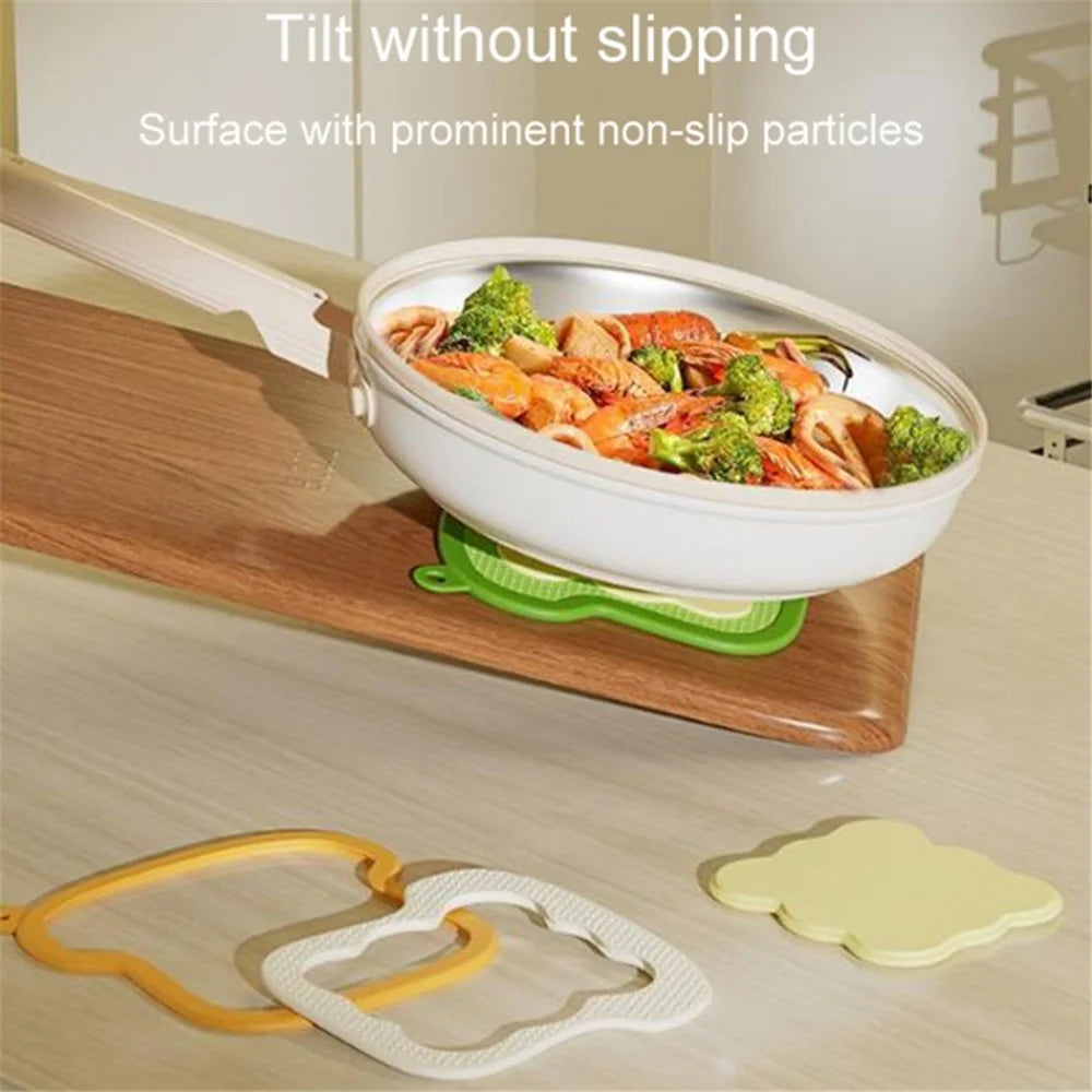 3-in-1 Detachable Heat Insulation Mat Non-Slip Silicone Placemat with Hanging Hole - Yellow - 2