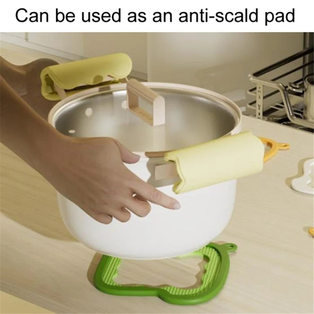 3-in-1 Detachable Heat Insulation Mat Non-Slip Silicone Placemat with Hanging Hole - Yellow - 5