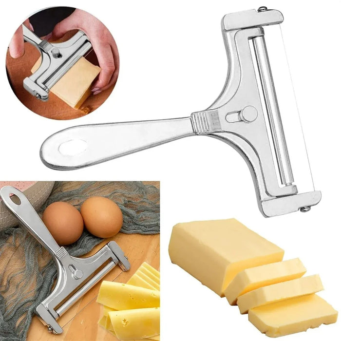 Adjustable Thickness Butter Cutter Cheese Slicer Aluminum Alloy Wire Scraper (No FDA, BPA Free) - Silver - 2