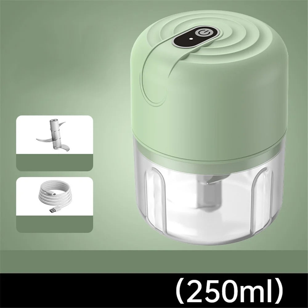 250ML Electric Garlic Chopper Small Food Processor One-Touch Press Veggie Mincer for Ginger, Chili, Meat - Green - 2