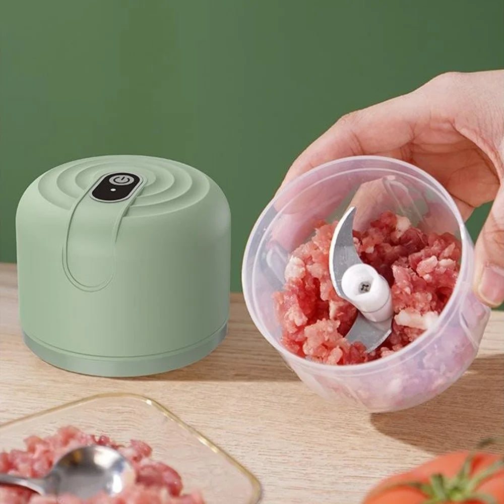 250ML Electric Garlic Chopper Small Food Processor One-Touch Press Veggie Mincer for Ginger, Chili, Meat - Green - 7