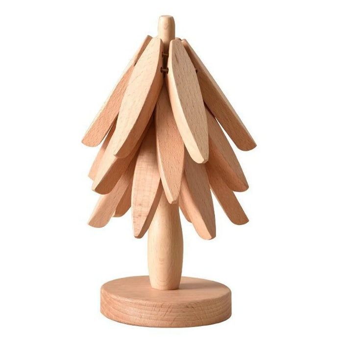 Wooden Insulation Pad 3Pcs Tree Shaped Coaster Set Hot Pots and Pans Insulation Mat - Wood Color - 1