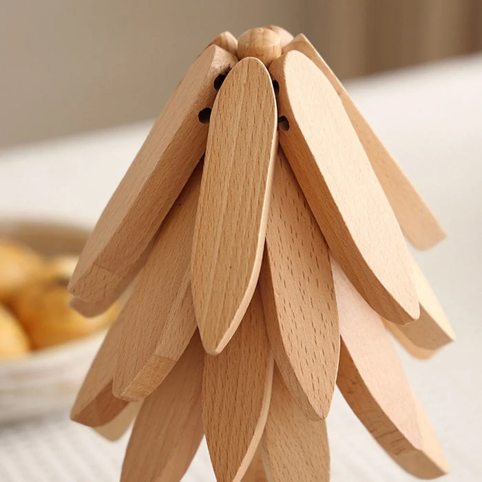 Wooden Tree Coasters 4Pcs Tree Shaped Tree Shaped Trivet Mats for Hot Dishes, Hot Pots and Pans - Wood Color - 7