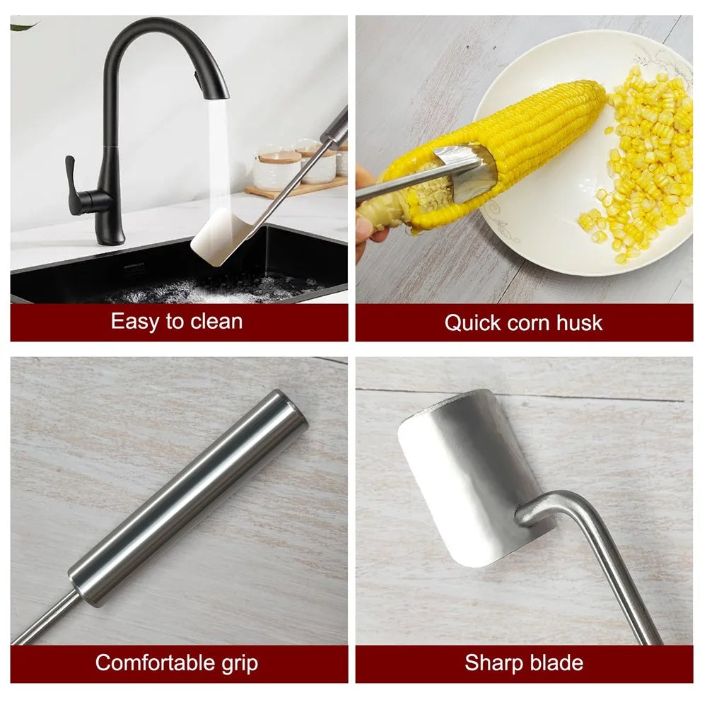 Stainless Steel Corn Cob Husker Manual Corn Stripper Ergonomic Corn Stripping Shovel (No FDA, BPA Free) - 3
