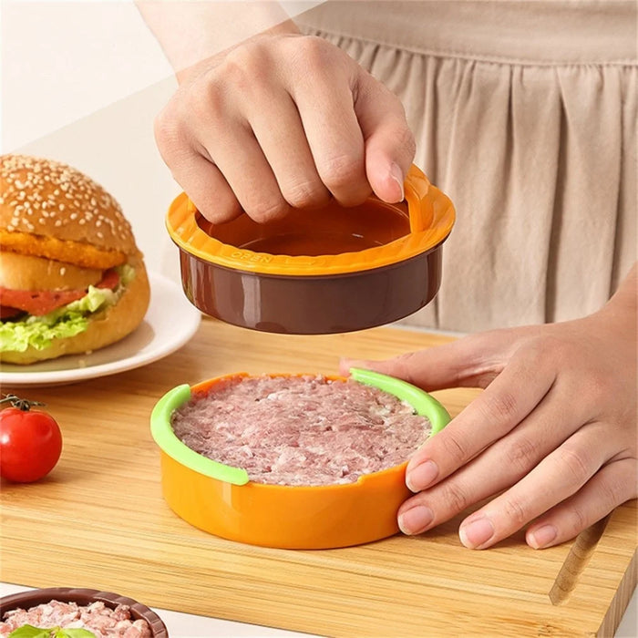 Round Hamburger Patty Making Tool Kitchen Burger Meat Press Tool (BPA Free, No FDA Certified) - Hamburger Color - 2