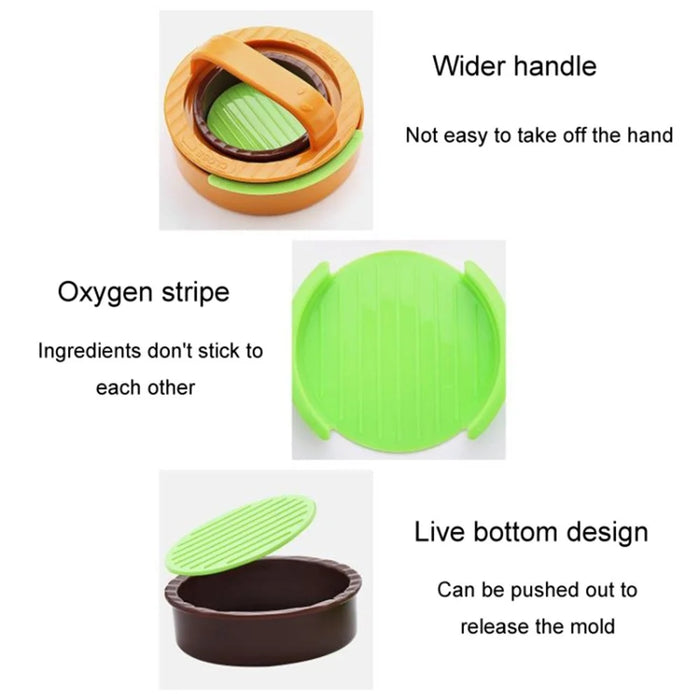 Round Hamburger Patty Making Tool Kitchen Burger Meat Press Tool (BPA Free, No FDA Certified) - Hamburger Color - 7