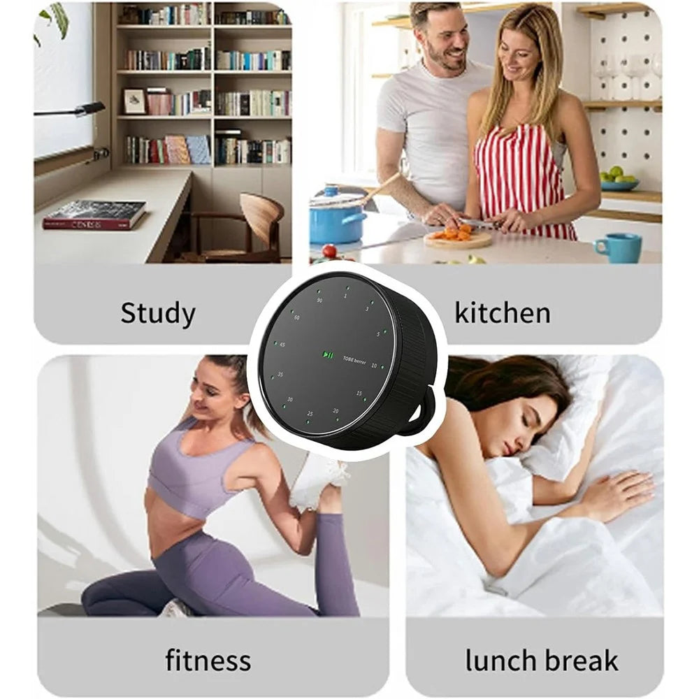 Magnetic Rotating Countdown Timer Kitchen Student Learning Time Manager Time Reminder with Bracket - Black - 2