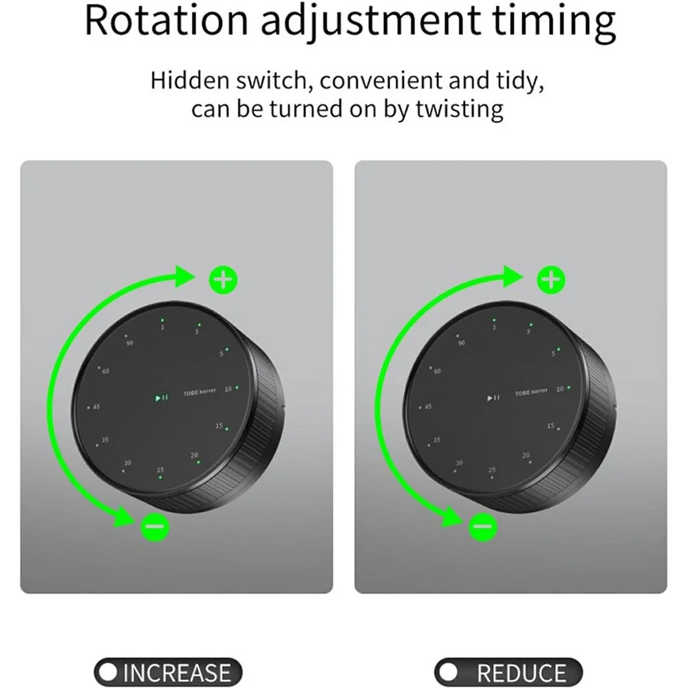 Magnetic Rotating Countdown Timer Kitchen Student Learning Time Manager Time Reminder with Bracket - Black - 4