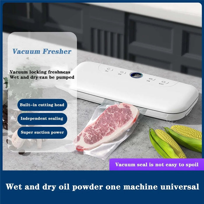 Mini Vacuum Sealer Machine Full Automatic Food Sealer with 10Pcs Sealing Bags for Household, Kitchen - 2