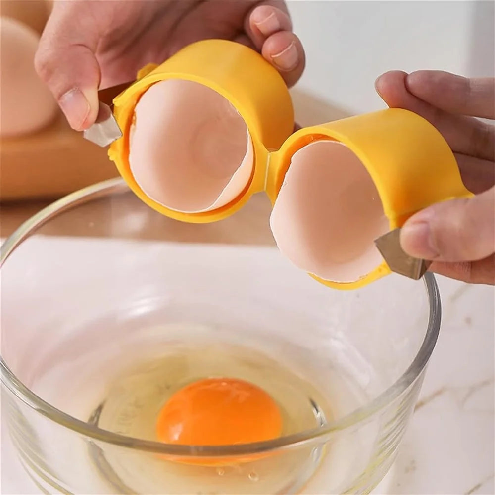 Handheld Egg Shell Opener PP + Stainless Steel Egg Shell Separator Kitchen Gadget - Yellow - 2