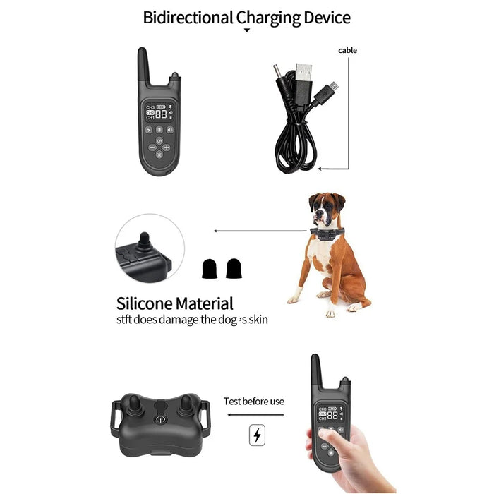 Dog Stop Bark Collar Remote Control Dog Training Device Waterproof Reflective Pet Collar - 4