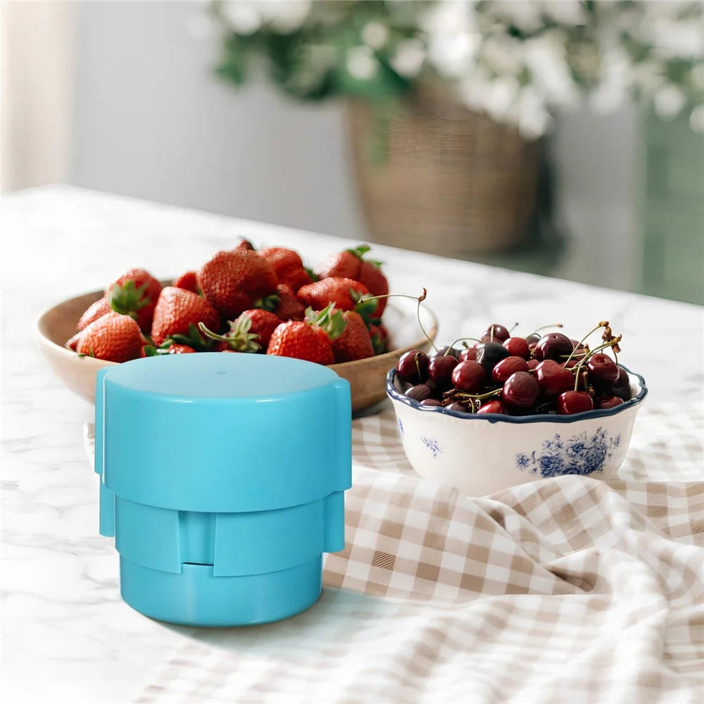 Portable Cherry Pitter Plastic Cherry Core Remover with 6 Individual Holes Cherry Corer Seed Remover Tool - Blue - 5