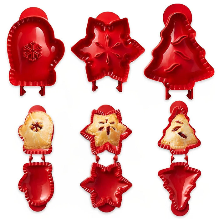 3Pcs / Set Christmas Tree Snowflake Mitten Shape Plastic Cookie Mold Kitchen Baking Tool (BPA Free, No FDA) - 1