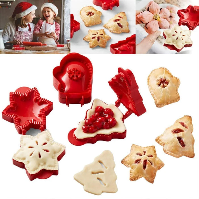3Pcs / Set Christmas Tree Snowflake Mitten Shape Plastic Cookie Mold Kitchen Baking Tool (BPA Free, No FDA) - 2