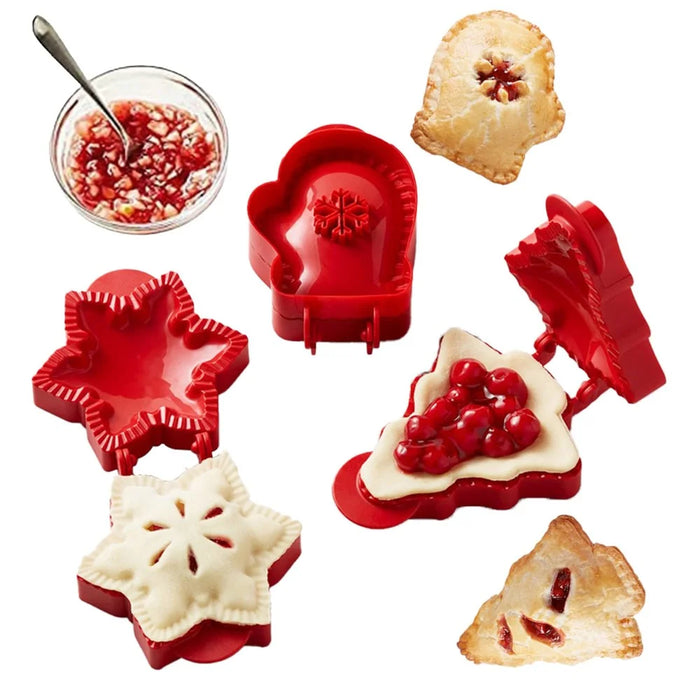 3Pcs / Set Christmas Tree Snowflake Mitten Shape Plastic Cookie Mold Kitchen Baking Tool (BPA Free, No FDA) - 3