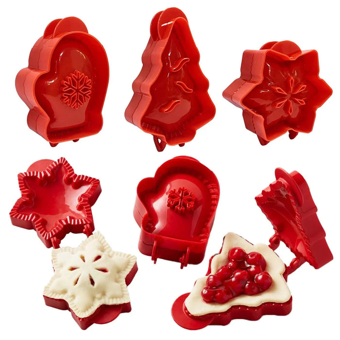 3Pcs / Set Christmas Tree Snowflake Mitten Shape Plastic Cookie Mold Kitchen Baking Tool (BPA Free, No FDA) - 4