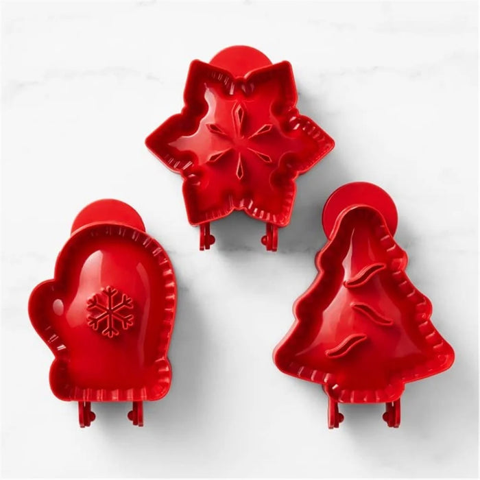 3Pcs / Set Christmas Tree Snowflake Mitten Shape Plastic Cookie Mold Kitchen Baking Tool (BPA Free, No FDA) - 6