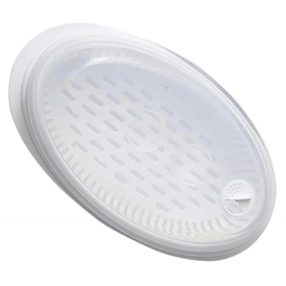 Microwave Fish Steamer Multifunction Fish Steaming Tray Oval Microwave Oven Steamer with Lid (BPA Free, No FDA) - 1