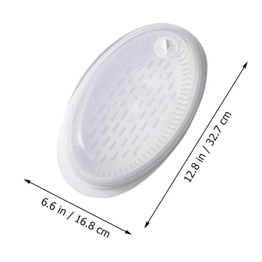 Microwave Fish Steamer Multifunction Fish Steaming Tray Oval Microwave Oven Steamer with Lid (BPA Free, No FDA) - 6
