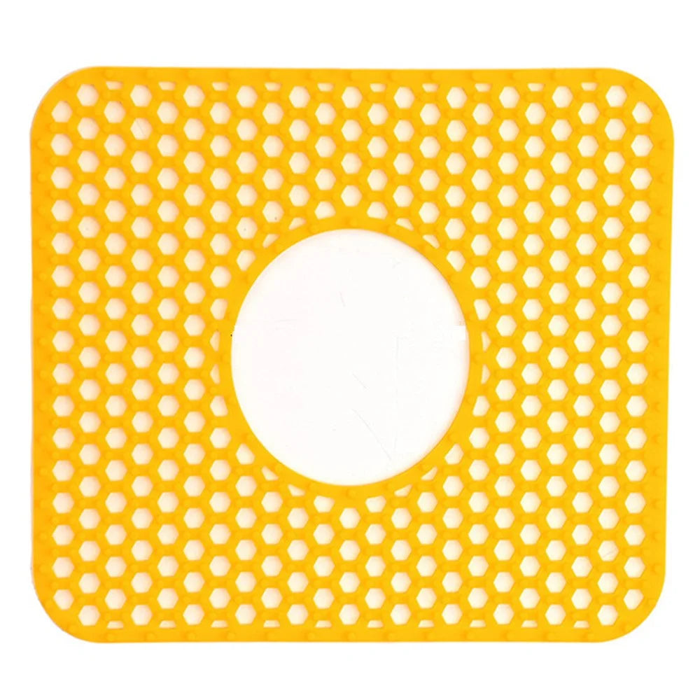 Large Size Silicone Kitchen Hollow Sink Mat Non-Slip Heat Insulation Desk Pad Drain Mat - Yellow - 1