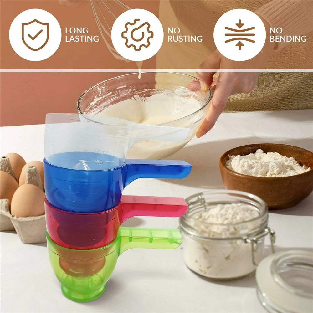 4Pcs Measuring Scoop Funnel ABS Powder Funnel Water Bottle Scoop Measuring Tool (BPA Free, No FDA) - 2