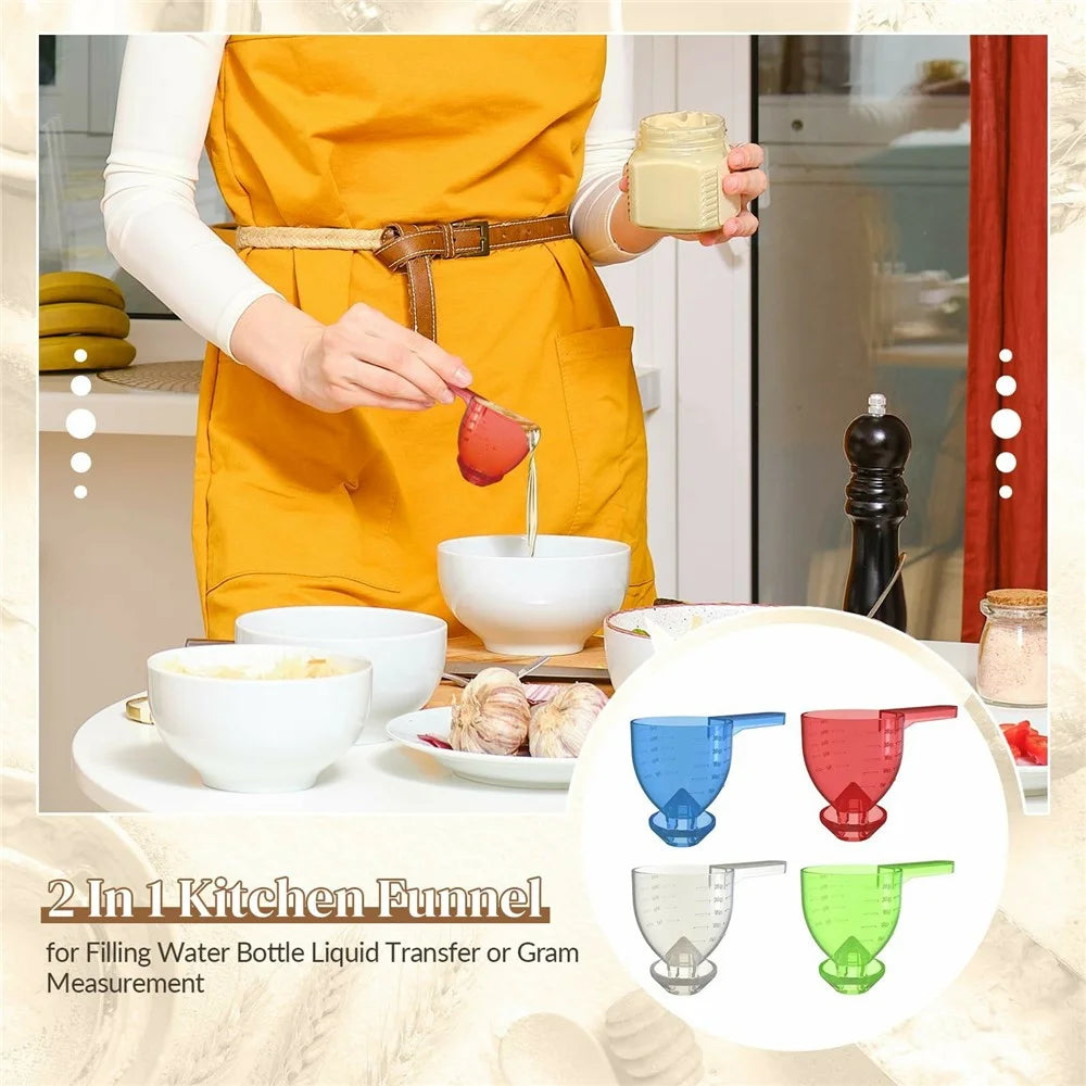 4Pcs Measuring Scoop Funnel ABS Powder Funnel Water Bottle Scoop Measuring Tool (BPA Free, No FDA) - 4