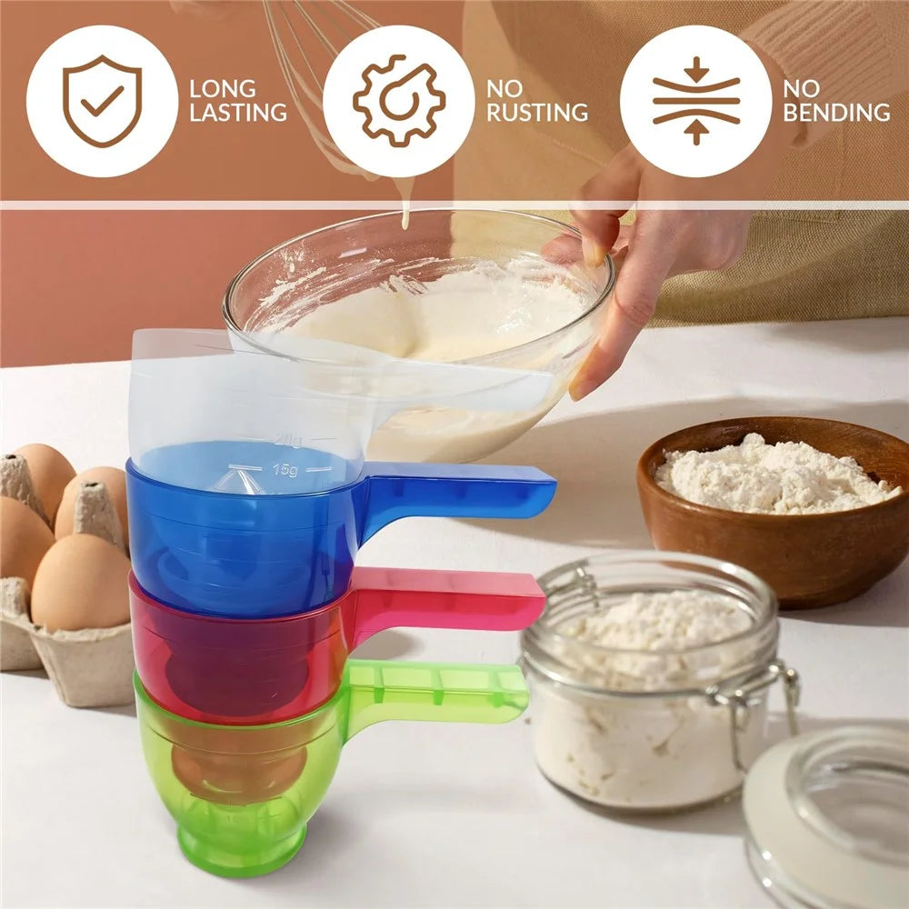 Measuring Scoop Funnel ABS Powder Funnel Water Bottle Scoop Measuring Tool (BPA Free, No FDA) - Blue - 3