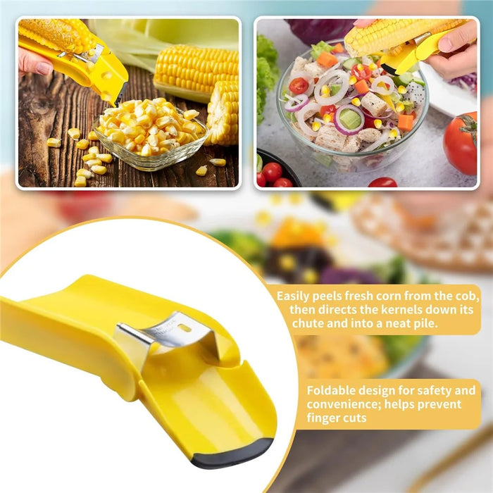 Stainless Steel Blade Corn Cob Stripper Quick Corn Kernel Separator Kitchen Gadget (BPA Free, No FDA) - 4