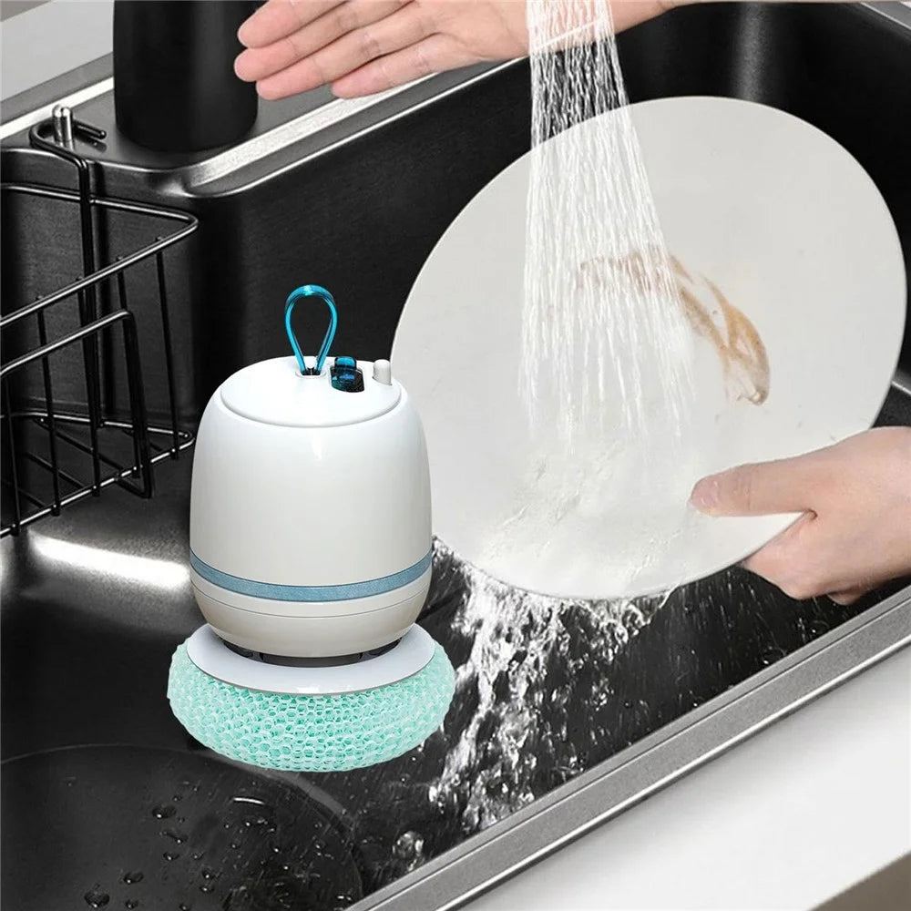 Rechargeable Electric Cleaning Brush Cordless Rotation Handheld Scrubber for Dishes Pots Bowls - Sky Blue - 3