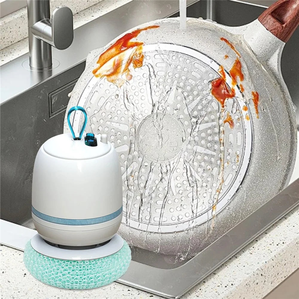 Rechargeable Electric Cleaning Brush Cordless Rotation Handheld Scrubber for Dishes Pots Bowls - Sky Blue - 4